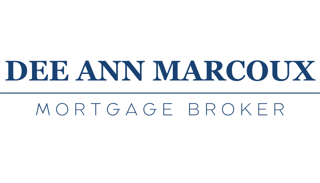 A blue and white logo of ann marcotte mortgage brokers